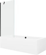 Mexen Cube rectangular bathtub 180 x 80 cm with casing and 1-wing screen 80 cm, transparent, black - 550518080X9508000070