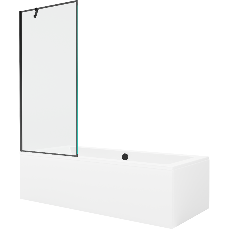 Mexen Cube 180 x 80 cm rectangular bathtub with panels and a 1-wing screen 80 cm, black pattern - 550518080X9508007070