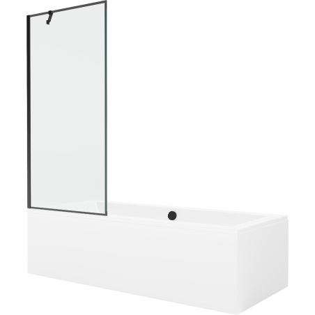 Mexen Cube 180 x 80 cm rectangular bathtub with panels and a 1-wing screen 80 cm, black pattern - 550518080X9508007070