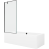 Mexen Cube rectangular bathtub 180 x 80 cm with casing and 1-panel screen 80 cm, black pattern - 550518080X9508007070