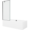 Mexen Cube rectangular bathtub 180 x 80 cm with casing and 1-wing screen 80 cm, black pattern - 550518080X9508007070