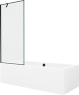 Mexen Cube rectangular bath 180 x 80 cm with casing and 1-wing screen 80 cm, black pattern - 550518080X9508007070