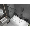 Mexen Cube rectangular bathtub 180 x 80 cm with housing and 1-wing screen 80 cm, black pattern - 550518080X9508007077