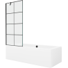 Mexen Cube 180 x 80 cm rectangular bathtub with panels and a 1-wing screen 80 cm, black pattern - 550518080X9508007077