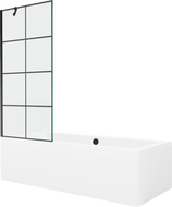 Mexen Cube Rectangular bathtub 180 x 80 cm with enclosure and 1-wing screen 80 cm, black pattern - 550518080X9508007077