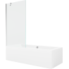 Mexen Cube rectangular bathtub 180 x 80 cm with enclosure and 1-wing screen 90 cm, transparent, chrome - 550518080X9509000001