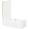 Mexen Cube rectangular bathtub 180 x 80 cm with casing and 1-wing screen 90 cm, transparent, gold - 550518080X9509000050