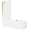 Mexen Cube rectangular bathtub 180 x 80 cm with casing and single-panel screen 90 cm, transparent, gold - 550518080X9509000050