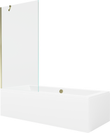Mexen Cube rectangular bathtub 180 x 80 cm with casing and 1-wing screen 90 cm, transparent, gold - 550518080X9509000050