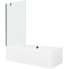 Mexen Cube rectangular bathtub 180 x 80 cm with enclosure and 1-wing screen 90 cm, transparent, black - 550518080X9509000070