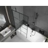 Mexen Cube rectangular bathtub 180 x 80 cm with casing and 1-wing screen 90 cm, black pattern - 550518080X9509007077