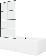 Mexen Cube rectangular bathtub 180 x 80 cm with casing and 1-wing screen 90 cm, black pattern - 550518080X9509007077