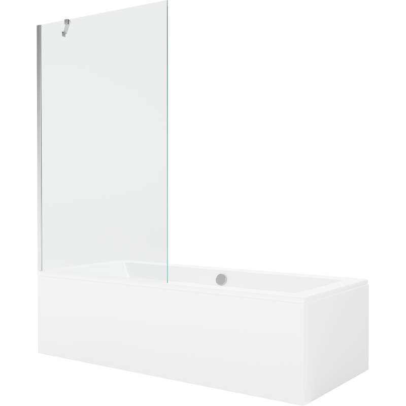 Mexen Cube 180 x 80 cm rectangular bathtub with panels and a 1-wing screen 100 cm, transparent, chrome - 550518080X9510000001