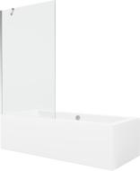 Mexen Cube rectangular bathtub 180 x 80 cm with enclosure and 1-wing screen 100 cm, transparent, chrome - 550518080X9510000001