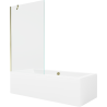 Mexen Cube rectangular bathtub 180 x 80 cm with enclosure and 1-wing screen 100 cm, transparent, gold - 550518080X9510000050