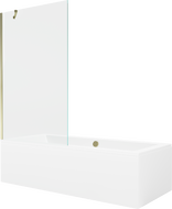 Mexen Cube rectangular bathtub 180 x 80 cm with casing and single-wing screen 100 cm, transparent, gold - 550518080X9510000050