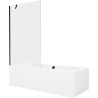 Mexen Cube rectangular bath 180 x 80 cm with enclosure and 1-wing screen 100 cm, transparent, black - 550518080X9510000070