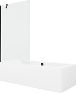 Mexen Cube rectangular bath 180 x 80 cm with enclosure and 1-wing screen 100 cm, transparent, black - 550518080X9510000070