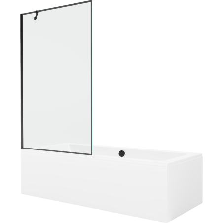 Mexen Cube 180 x 80 cm rectangular bathtub with panels and a 1-wing screen 100 cm, black pattern - 550518080X9510007070