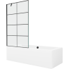 Mexen Cube rectangular bathtub 180 x 80 cm with casing and 1-panel screen 100 cm, black pattern - 550518080X9510007077