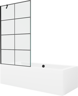 Mexen Cube rectangular bathtub 180 x 80 cm with enclosure and 1-wing screen 100 cm, black pattern - 550518080X9510007077