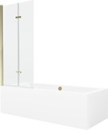 Mexen Cube 170 x 80 cm rectangular bathtub with panels and a 2-wing screen 80 cm, transparent, gold - 550517080X9208025000