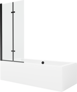 Mexen Cube 170 x 80 cm rectangular bathtub with panels and a 2-wing screen 80 cm, transparent, black - 550517080X9208027000