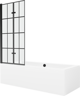 Mexen Cube 170 x 80 cm rectangular bathtub with panels and a 2-wing screen 80 cm, black pattern - 550517080X9208027077