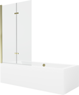 Mexen Cube 170 x 80 cm rectangular bathtub with panels and a 2-wing screen 100 cm, transparent, gold - 550517080X9210025000