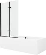Mexen Cube 170 x 80 cm rectangular bathtub with panels and a 2-wing screen 100 cm, transparent, black - 550517080X9210027000