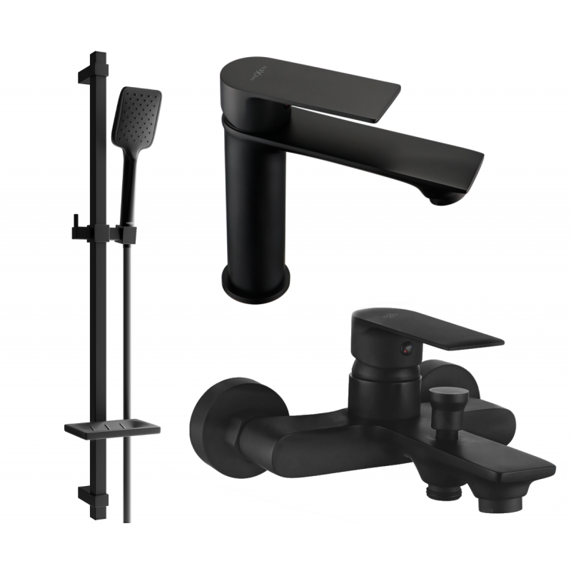 Mexen Royo DQ62 bathtub set, Black - 72203DQ62-70