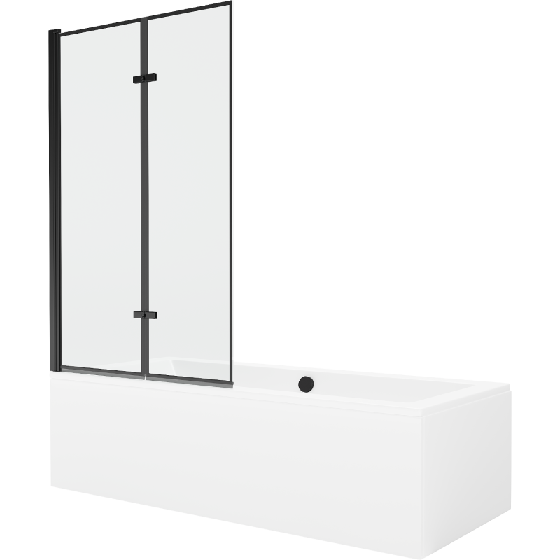 Mexen Cube 170 x 80 cm rectangular bathtub with panels and a 2-wing screen 100 cm, black pattern - 550517080X9210027070