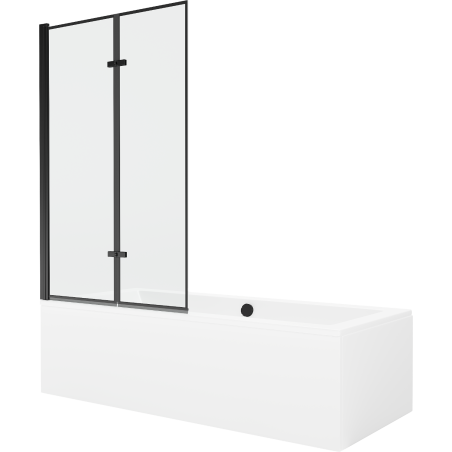 Mexen Cube 170 x 80 cm rectangular bathtub with panels and a 2-wing screen 100 cm, black pattern - 550517080X9210027070