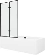 Mexen Cube 170 x 80 cm rectangular bathtub with panels and a 2-wing screen 100 cm, black pattern - 550517080X9210027070