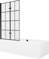 Mexen Cube 170 x 80 cm rectangular bathtub with panels and a 2-wing screen 100 cm, black pattern - 550517080X9210027077