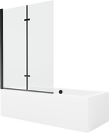 Mexen Cube 170 x 80 cm rectangular bathtub with panels and a 2-wing screen 120 cm, transparent, black - 550517080X9212027000