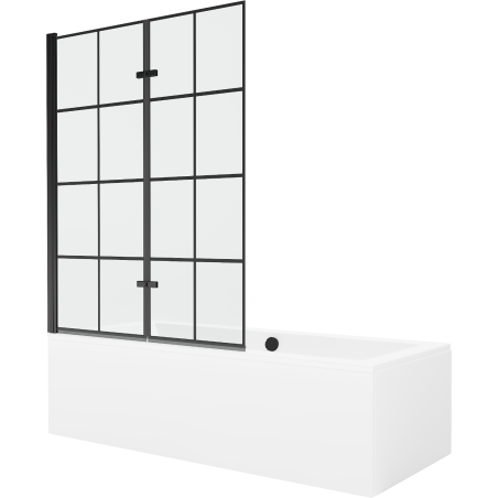 Mexen Cube 170 x 80 cm rectangular bathtub with panels and a 2-wing screen 120 cm, black pattern - 550517080X9212027077