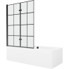 Mexen Cube 170 x 80 cm rectangular bathtub with panels and a 2-wing screen 120 cm, black pattern - 550517080X9212027077