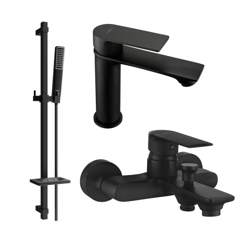 Mexen Royo DQ72 bath set, black - 72203DQ72-70
