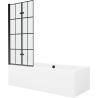 Mexen Cube 180 x 80 cm rectangular bathtub with panels and a 2-wing screen 80 cm, black pattern - 550518080X92080027077