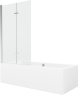 Mexen Cube 180 x 80 cm rectangular bathtub with panels and a 2-wing screen 100 cm, transparent, chrome - 550518080X9210020100