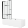 Mexen Cube 180 x 80 cm rectangular bathtub with panels and a 2-wing screen 100 cm, black pattern - 550518080X92100027077