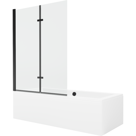Mexen Cube 180 x 80 cm rectangular bathtub with panels and a 2-wing screen 120 cm, transparent, black - 550518080X9212027000