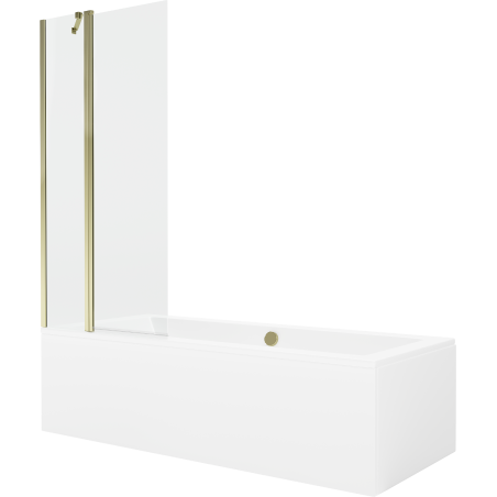 Mexen Cube 170 x 80 cm rectangular bathtub with panels and a 1-wing screen 80 cm, transparent, gold - 550517080X9408115000