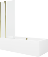 Mexen Cube 170 x 80 cm rectangular bathtub with panels and a 1-wing screen 80 cm, transparent, gold - 550517080X9408115000