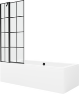 Mexen Cube 170 x 80 cm rectangular bathtub with panels and a 1-wing screen 80 cm, black pattern - 550517080X9408117077