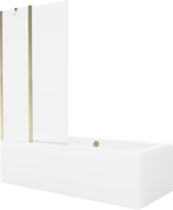 Mexen Cube 170 x 80 cm rectangular bathtub with panels and a 1-wing screen 100 cm, transparent, gold - 550517080X9410115000