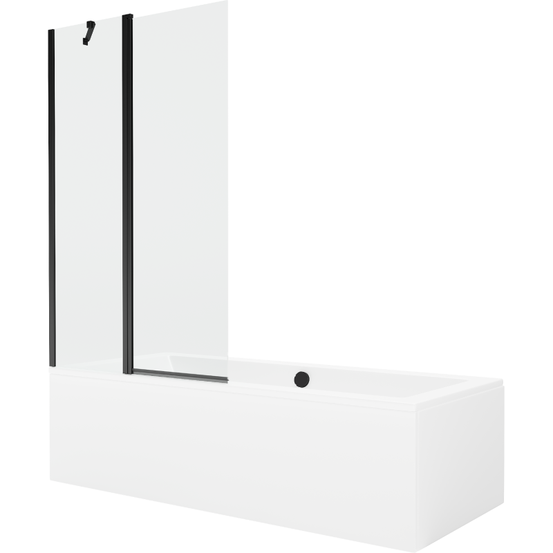 Mexen Cube 170 x 80 cm rectangular bathtub with panels and a 1-wing screen 100 cm, transparent, black - 550517080X9410117000