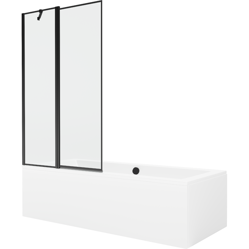 Mexen Cube 170 x 80 cm rectangular bathtub with panels and a 1-wing screen 100 cm, black pattern - 550517080X9410117070