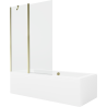 Mexen Cube 170 x 80 cm rectangular bathtub with panels and a 1-wing screen 120 cm, transparent, gold - 550517080X9412115000
